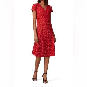 Draper James red floral v-neck dress. Size 12.